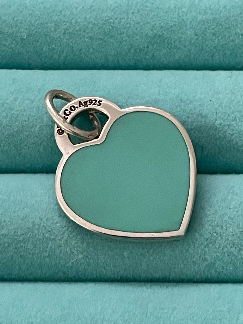 Tiffany & Co. Medium Silver Return to Tiffany Blue Enamel Heart Tag Pendant